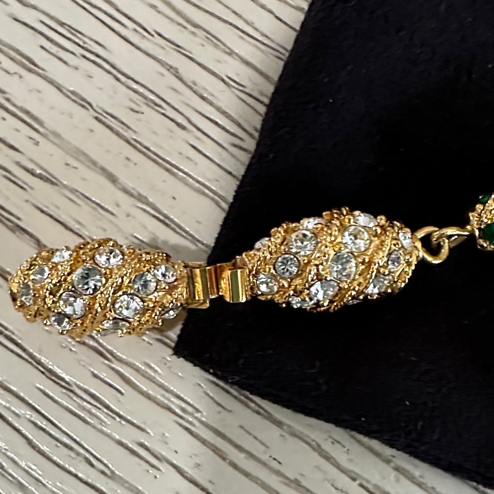 Source Unknown Gold Bracelet With Multicolor Gems - image 3